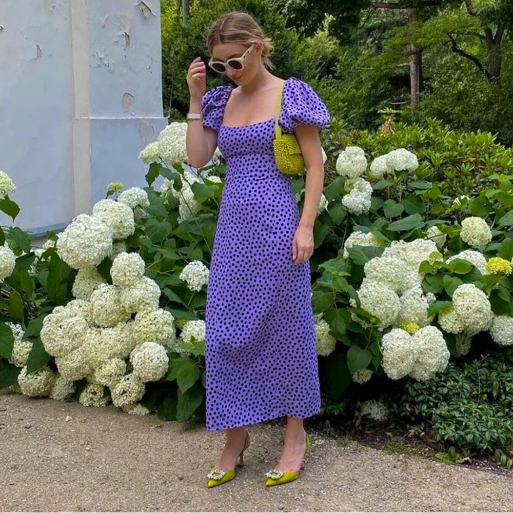 Zara Lavender Purple Polka-Dot Maxi Dress